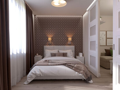 Фото № 3: Дизайн-проект однокомнатной квартиры 41.56  м² Стиль Контемпорари для ЖК Московский