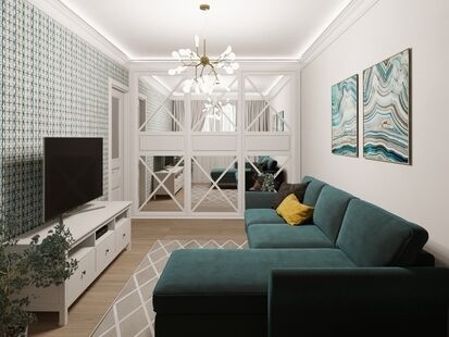 Фото № 1: Дизайн-проект двухкомнатной квартиры 54.7  м² Стиль Современная классика для ЖК Московский