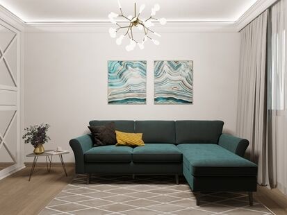 Фото № 2: Дизайн-проект двухкомнатной квартиры 54.7  м² Стиль Современная классика для ЖК Московский