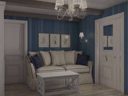 Фото № 2: Дизайн-проект двухкомнатной квартиры 71.17  м² Стиль Прованс для одноэтажного дома