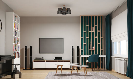 Фото № 5: Дизайн-проект зала 16.5  м² Стиль Модернизм для ЖК Московский