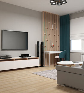 Фото № 4: Дизайн-проект зала 16.5  м² Стиль Модернизм для ЖК Московский