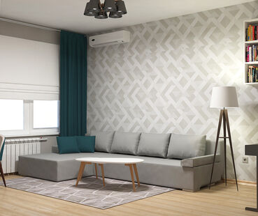 Фото № 2: Дизайн-проект зала 16.5  м² Стиль Модернизм для ЖК Московский