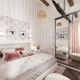 Фото № 2: Дизайн-проект трехкомнатной квартиры 49.14  м² Стиль Кантри для одноуровневого дома