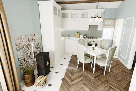 Фото № 5: Дизайн-проект трехкомнатной квартиры 49.14  м² Стиль Кантри для одноуровневого дома