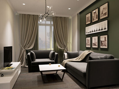 Фото № 1: Дизайн-проект двухкомнатной квартиры 52.06  м² Стиль Фьюжн для ЖК Московский