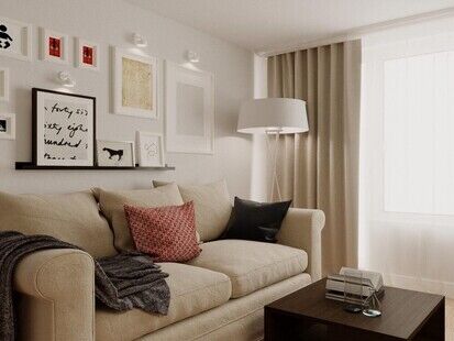 Фото № 1: Дизайн-проект двухкомнатной квартиры 51.0  м² Стиль Американская классика для ЖК Московский