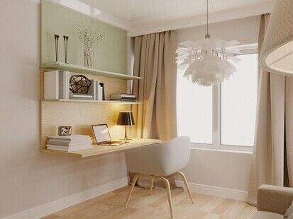 Фото № 2: Дизайн-проект двухкомнатной квартиры 51.0  м² Стиль Американская классика для ЖК Московский