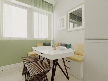 Фото № 4: Дизайн-проект двухкомнатной квартиры 51.0  м² Стиль Американская классика для ЖК Московский