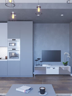 Фото № 3: Дизайн-проект кухни-гостиной 29.6  м² Стиль Модернизм для ЖК Московский