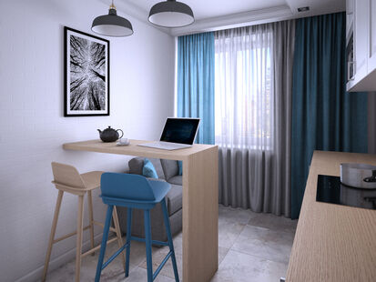 Фото № 1: Дизайн-проект однокомнатной квартиры 40.77  м² Скандинавский стиль для ЖК Московский