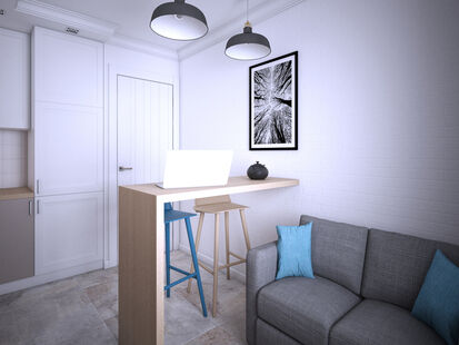 Фото № 2: Дизайн-проект однокомнатной квартиры 40.77  м² Скандинавский стиль для ЖК Московский