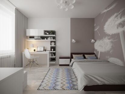 Фото № 1: Дизайн-проект однокомнатной квартиры 44.74  м² Стиль Контемпорари для ЖК Московский