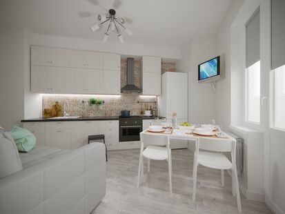 Фото № 2: Дизайн-проект однокомнатной квартиры 44.74  м² Стиль Контемпорари для ЖК Московский