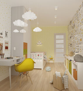 Фото № 6: Дизайн-проект трехкомнатной квартиры 93.92  м² Стиль Модернизм для ЖК Московский