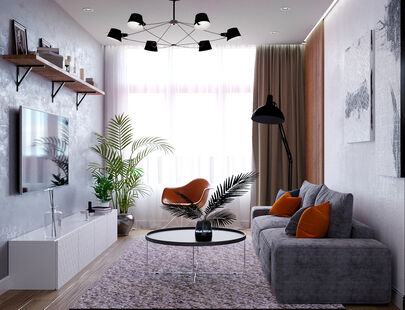 Фото № 3: Дизайн-проект двухкомнатной квартиры 64.46  м² Скандинавский стиль для ЖК Московский