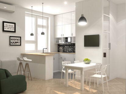 Фото № 1: Дизайн-проект трехкомнатной квартиры 73.39  м² Скандинавский стиль для ЖК Московский