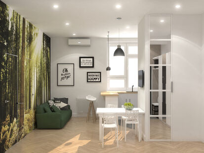 Фото № 2: Дизайн-проект трехкомнатной квартиры 73.39  м² Скандинавский стиль для ЖК Московский