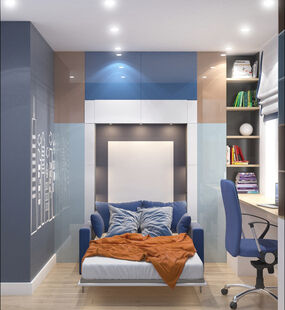 Фото № 5: Дизайн-проект трехкомнатной квартиры 73.39  м² Скандинавский стиль для ЖК Московский