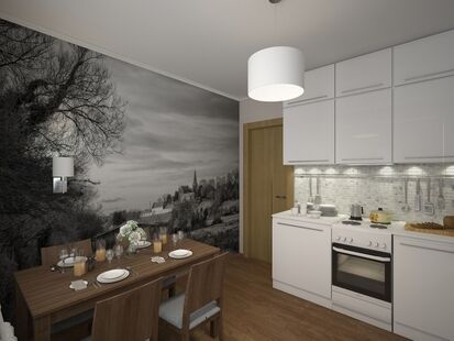 Фото № 1: Дизайн-проект кухни 10.55  м² Стиль Контемпорари для ЖК Московский