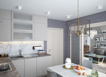 Фото № 5: Дизайн-проект двухкомнатной квартиры 69.5  м² Стиль Американская классика для ЖК Московский