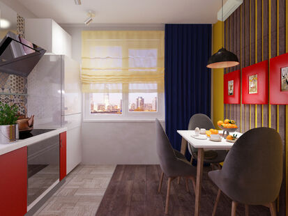 Фото № 1: Дизайн-проект трехкомнатной квартиры 59.5  м² Стиль Контемпорари для ЖК Московский