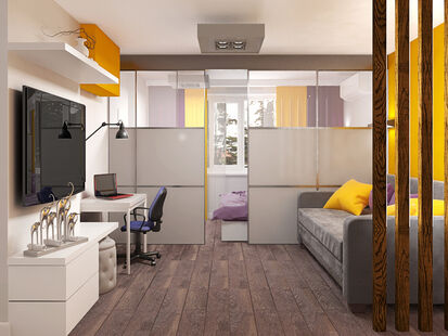 Фото № 2: Дизайн-проект трехкомнатной квартиры 59.5  м² Стиль Контемпорари для ЖК Московский