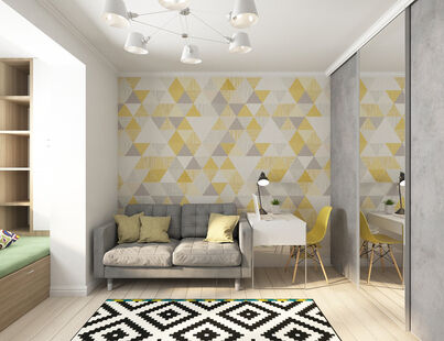 Фото № 1: Дизайн-проект однокомнатной квартиры 46.0  м² Скандинавский стиль для ЖК Московский