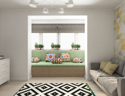 Фото № 3: Дизайн-проект однокомнатной квартиры 46.0  м² Скандинавский стиль для ЖК Московский