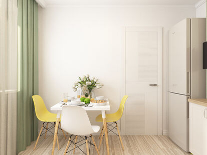 Фото № 4: Дизайн-проект однокомнатной квартиры 46.0  м² Скандинавский стиль для ЖК Московский