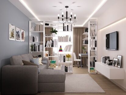 Фото № 3: Дизайн-проект двухкомнатной квартиры 57.5  м² Скандинавский стиль для ЖК Московский