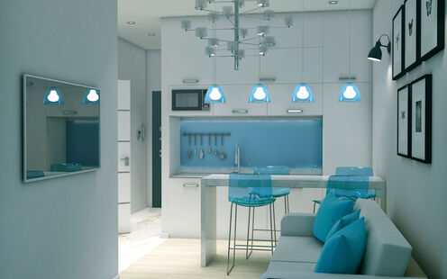 Фото № 2: Дизайн-проект однокомнатной квартиры 34.75  м² Стиль Модернизм для ЖК Сокол