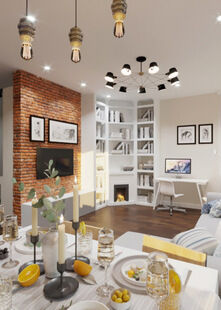 Фото № 2: Дизайн-проект трехкомнатной квартиры 95.2  м² Стиль Эклектика для ЖК Московский