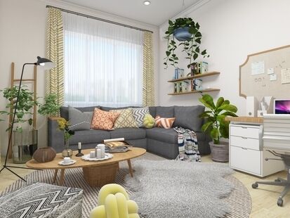 Фото № 5: Дизайн-проект двухкомнатной квартиры 61.78  м² Скандинавский стиль для ЖК Московский