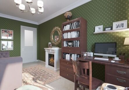 Фото № 2: Дизайн-проект кабинета 13.39  м² Стиль Классика для ЖК Московский