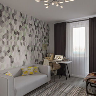 Фото № 1: Дизайн-проект двухкомнатной квартиры 65.9  м² Стиль Контемпорари для ЖК Московский