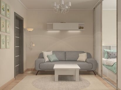 Фото № 1: Дизайн-проект двухкомнатной квартиры 68.9  м² Стиль Минимализм для ЖК Зеленые Аллеи