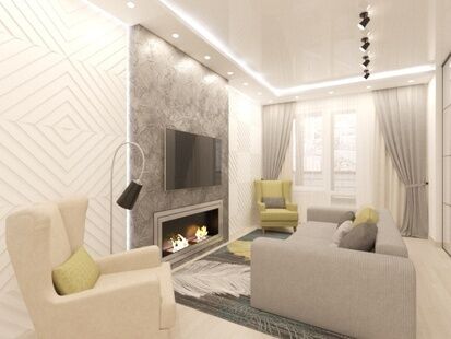 Фото № 1: Дизайн-проект трехкомнатной квартиры 59.61  м² Стиль Модернизм для ЖК Императорские Мытищи