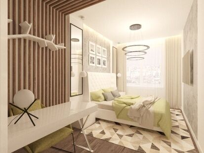 Фото № 4: Дизайн-проект трехкомнатной квартиры 59.61  м² Стиль Модернизм для ЖК Императорские Мытищи