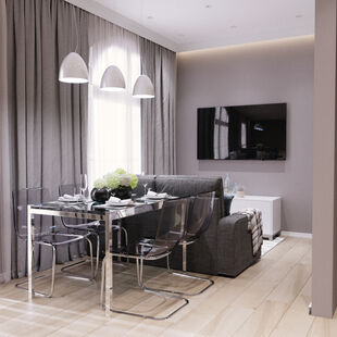 Фото № 2: Дизайн-проект однокомнатной квартиры 42.4  м² Стиль Минимализм для ЖК Московский