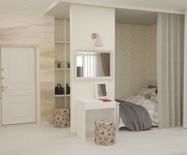 Фото № 3: Дизайн-проект однокомнатной квартиры 39.19  м² Стиль Прованс для ЖК Московский