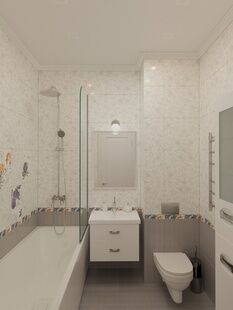 Фото № 4: Дизайн-проект однокомнатной квартиры 39.19  м² Стиль Прованс для ЖК Московский