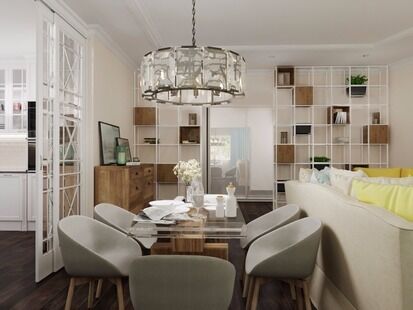 Фото № 2: Дизайн-проект трехкомнатной квартиры 114.6  м² Стиль Современная классика для ЖК Московский