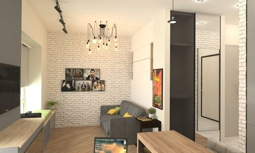 Фото № 4: Дизайн-проект квартиры-студии 31.85  м² Стиль Фьюжн для ЖК Невский