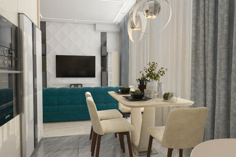 Фото № 1: Дизайн-проект трехкомнатной квартиры 57.1  м² Стиль Модернизм для ЖК Ривьера Парк