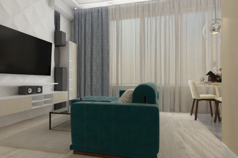 Фото № 4: Дизайн-проект трехкомнатной квартиры 57.1  м² Стиль Модернизм для ЖК Ривьера Парк