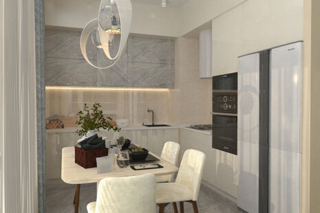 Фото № 2: Дизайн-проект трехкомнатной квартиры 57.1  м² Стиль Модернизм для ЖК Ривьера Парк