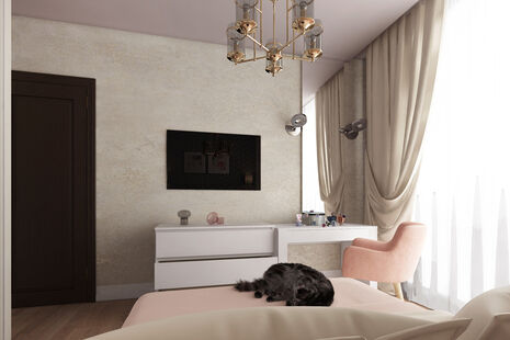 Фото № 2: Дизайн-проект спальни 14.03  м² Стиль Современная классика для ЖК Московский