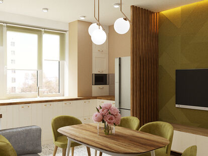 Фото № 2: Дизайн-проект двухкомнатной квартиры 66.35  м² Стиль Контемпорари для ЖК Московский