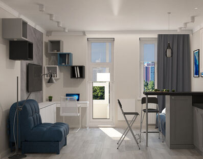 Фото № 2: Дизайн-проект квартиры-студии 30.0  м² Стиль Фьюжн для ЖК Московский